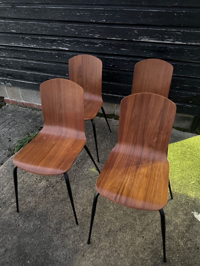 Vintage retro mid century modern MCM stacking kitchen dining chairs x 2 4