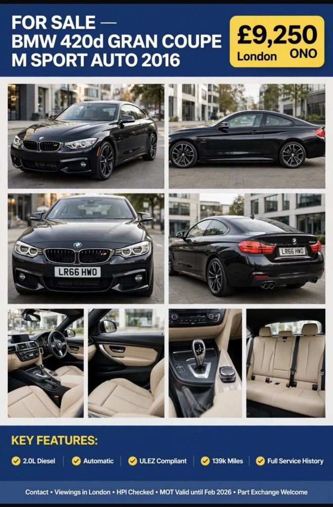 BMW, 4 SERIES, Coupe, 2016, Semi-Auto, 1995 (cc), 4 doors