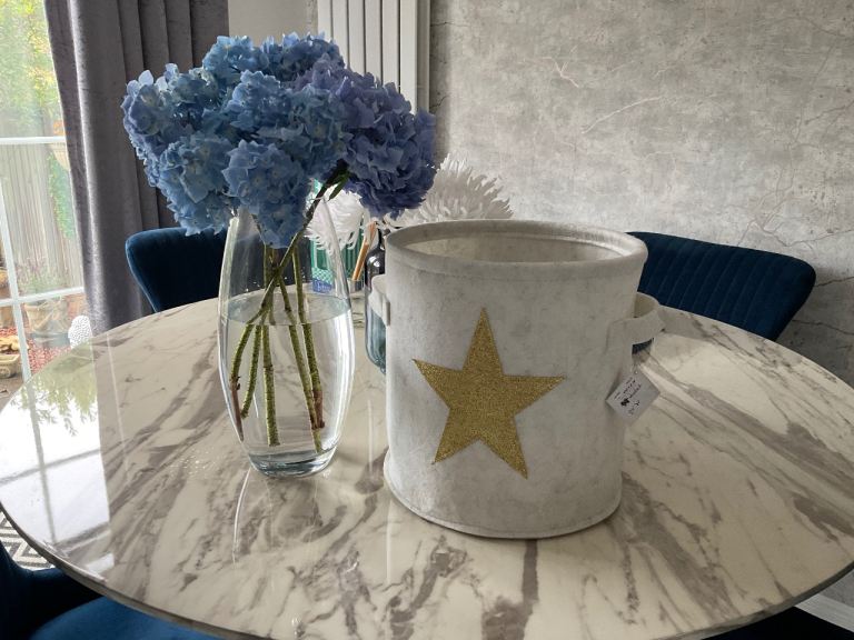 Lovely felt storage bin with gold star design, new with tags