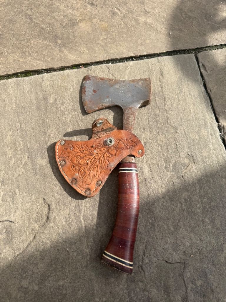 Vintage Estwing No.1 Hatchet / Axe with Leather Handle and Sheath