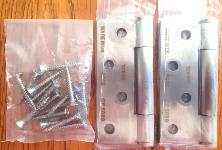 Qty 2 (1 Pair) Fire Rated Stainless Steel Hinges UK Made With Screws