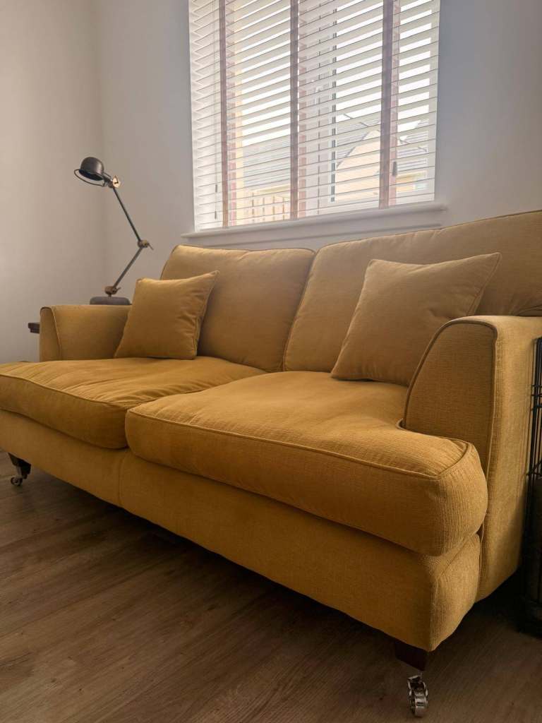 Mustard Yellow Two-Seater Sofa – Fair Condition