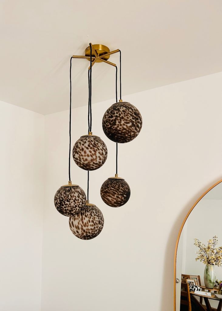 Glass leopard print cluster pendant light