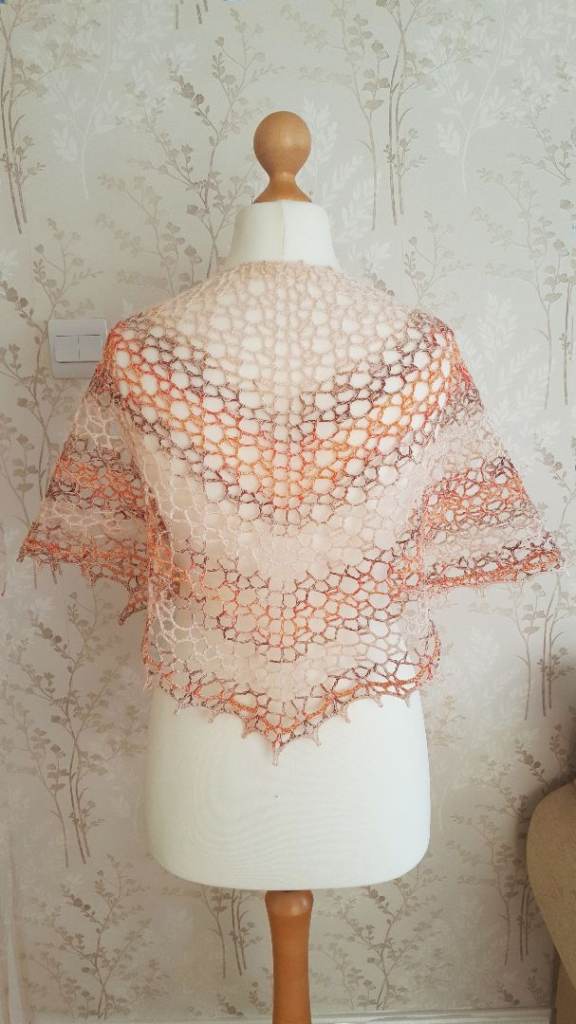 Fine Lacy Knitted Shawl: Alpaca Cotton Blend, Romantic Cottage Core Wrap, Handmade Crochet Scarf