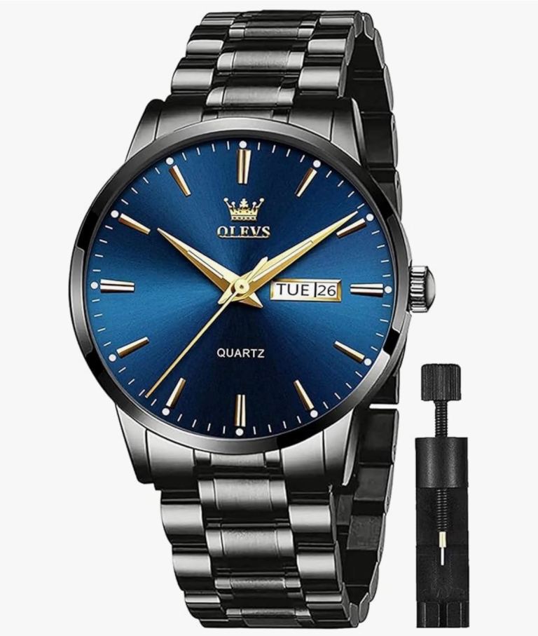 OLEVS Mens Watches Stainless Steel Waterproof Date Analog Quartz Watch