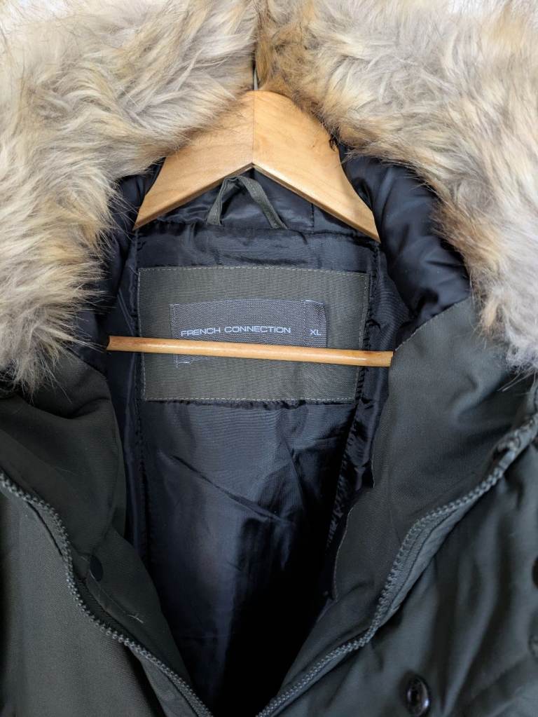 (RRP-£180) French Connection Parka With Real Fur hood In New Condition Worn Once Too Big