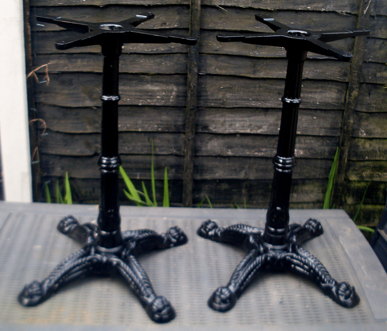 TWELVE ORNATE CAST IRON PUB TABLE BASES (FULLY RESTORED: MICROPUB, HOME BARS, MAN & WOMAN CAVES