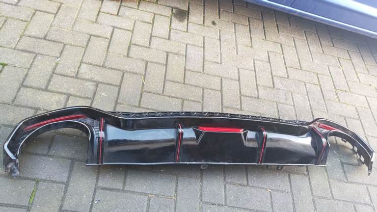 Audi A7 S7 Rear Diffuser RS7 Look Gloss Black with Black Tips