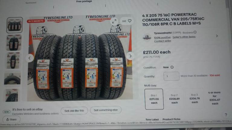 wanted 205/65/16 C 8PR M+S All Season tyres [Please no remoulds or Chinese tyres]