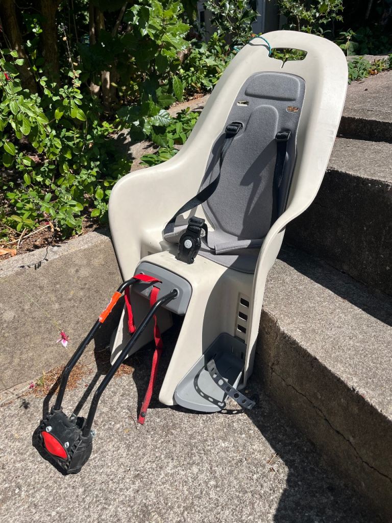Child Bike Seat - Good Condition, Grey and Cream