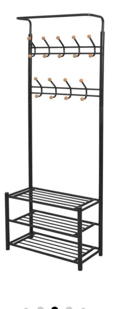 vidaXL Freestanding Coat Rack with Shoe Storage - Space-Saving,, Black - 68x32x182.5 