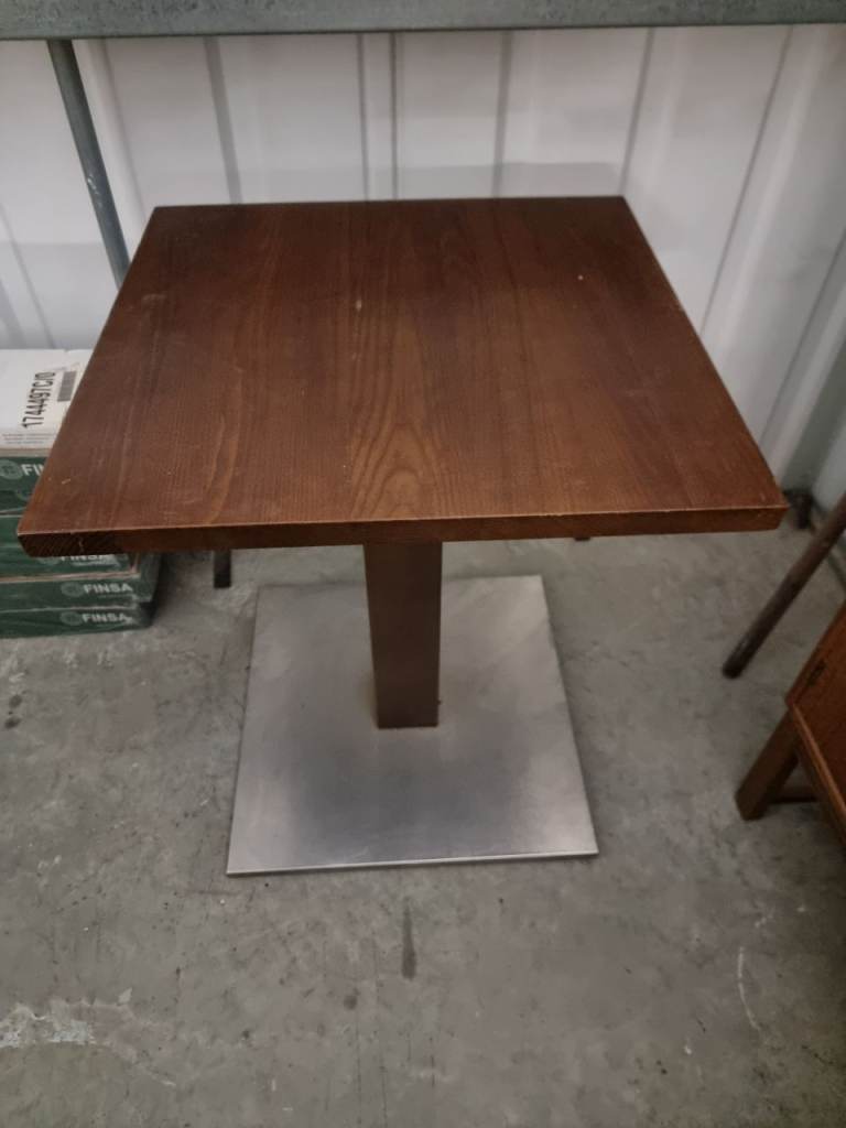 Solid Wood Restaurant Bar Table 60cm x 60cm Metal Base