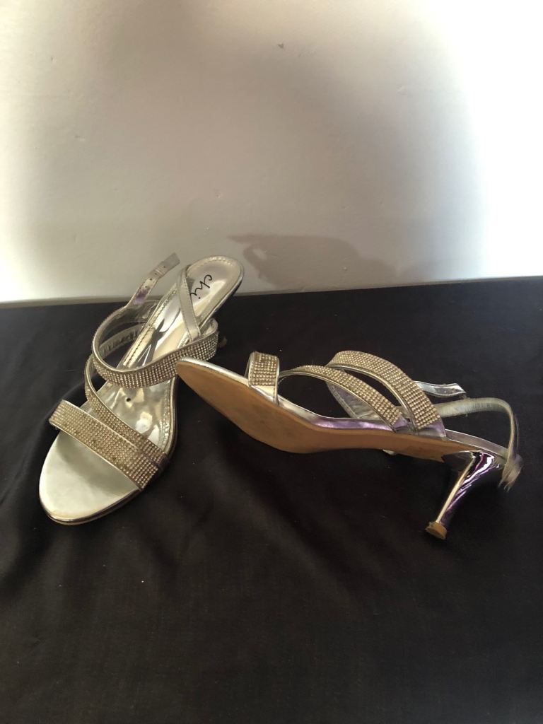Chi Chi Silver Diamante Heels – As Good As New