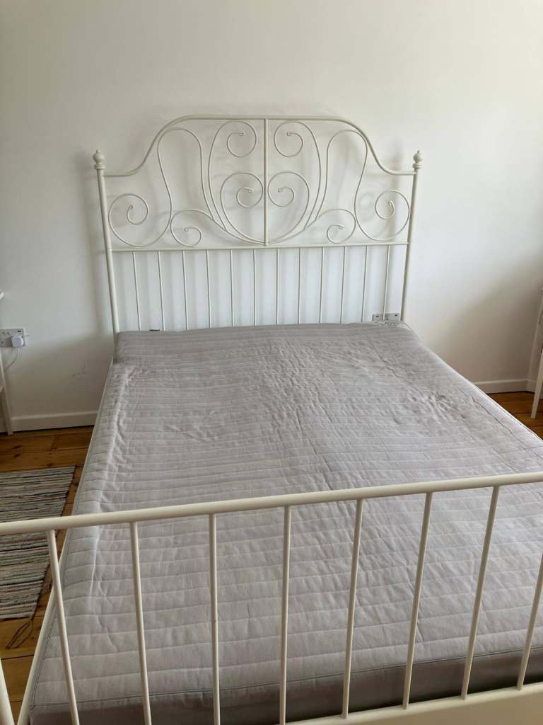 White Metal Double Bed Frame - Good Condition
