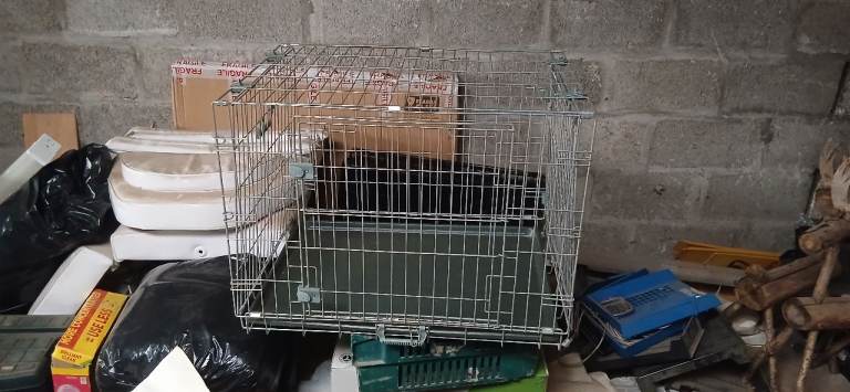Folding Galvanised dog cage two door
