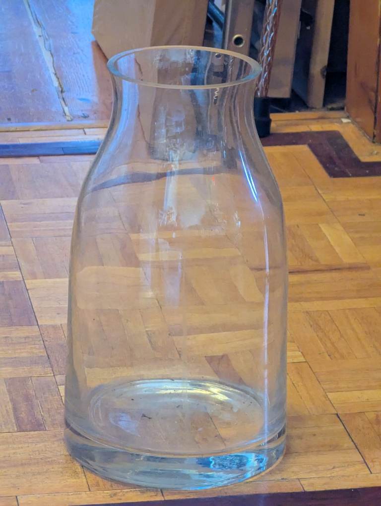 Large sturdy glass floor vase