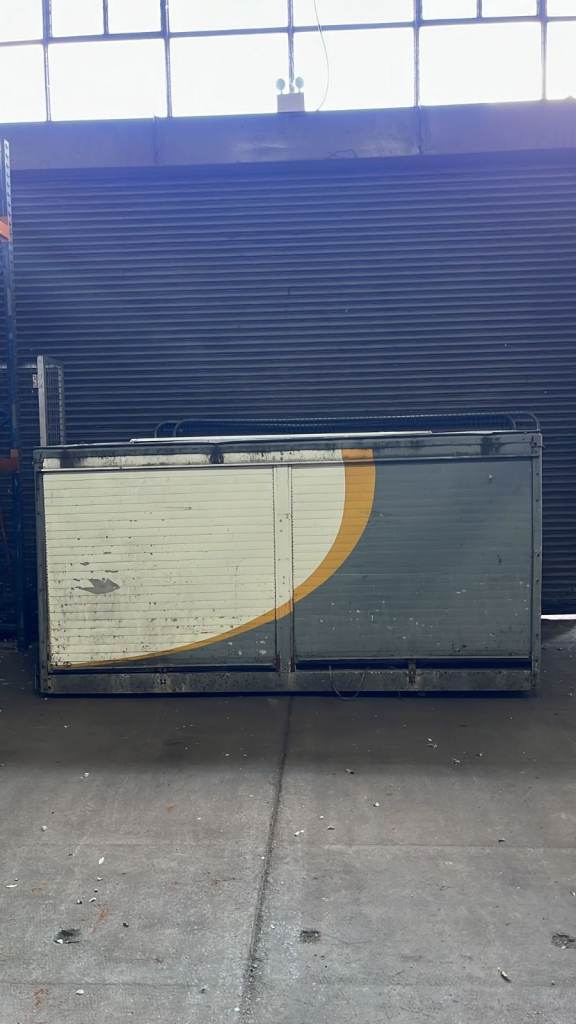 Rustic Industrial Shutter Storage Unit / Retail Display Kiosk – Grey