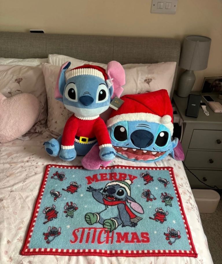 Disney Stitch Christmas Plush, Cushion & Mat Set - NEW