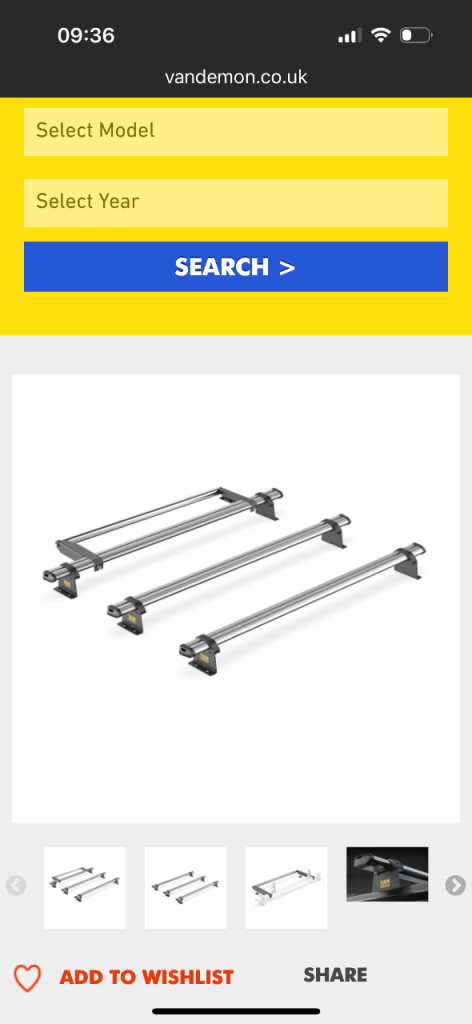 Vauxhall Vivaro - 3 Van Guard Ultibar Trade Roof Bars + Roller