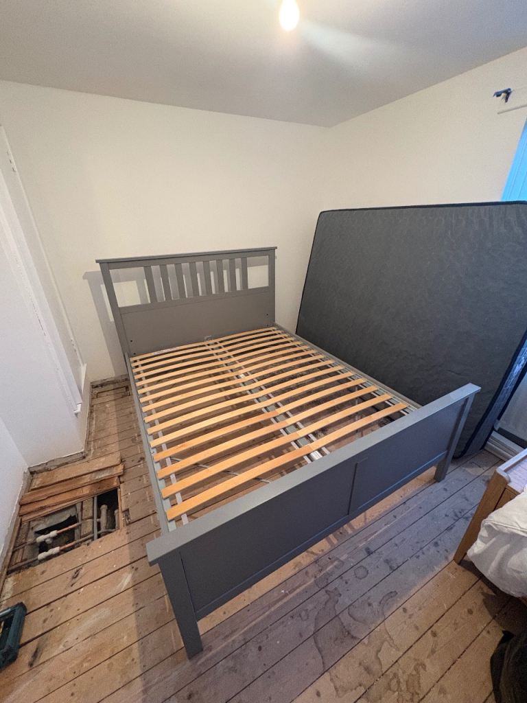 image for Kingsize Bedframe (IKEA Hemnes) with matching bedside tables x 2