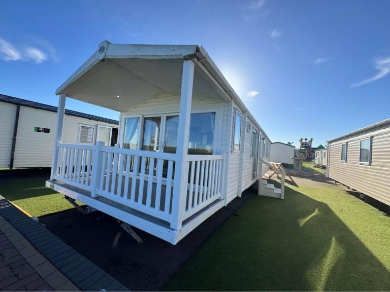2 bedroom sited static caravan with canopy decking for sale North Wales