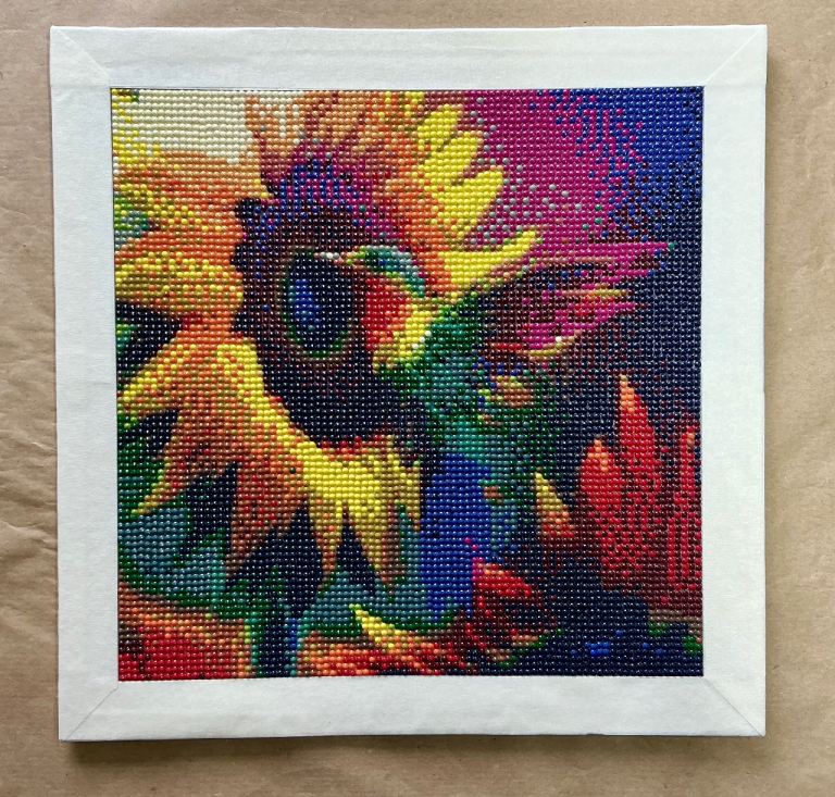 Completed 5D Diamond Art Painting - Sunflower & Humming Bird - Size: 30cm x 30cm