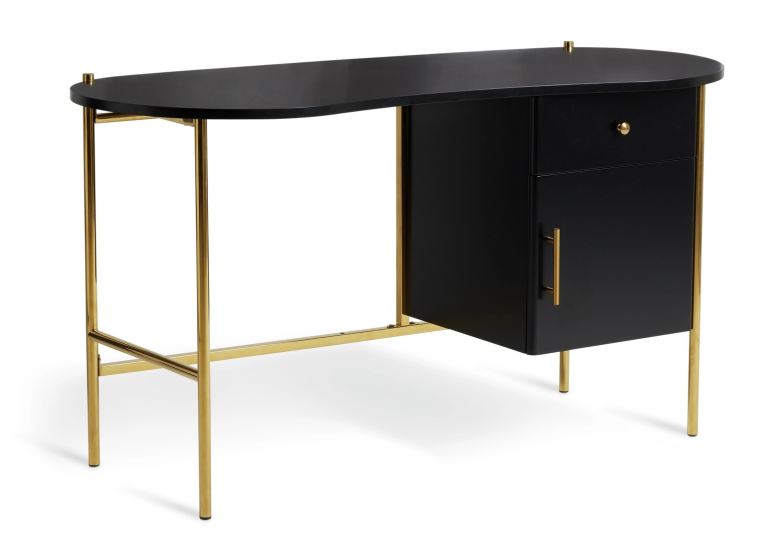 Black Curved Office & Work Desk - Free Chair! 