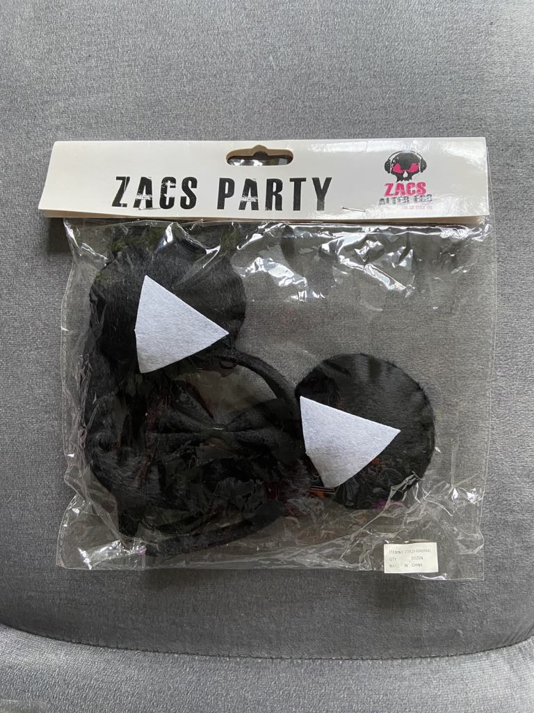 World Book Day Cat Fancy Dress Ears, Tail & Bow Tie Black & White. New