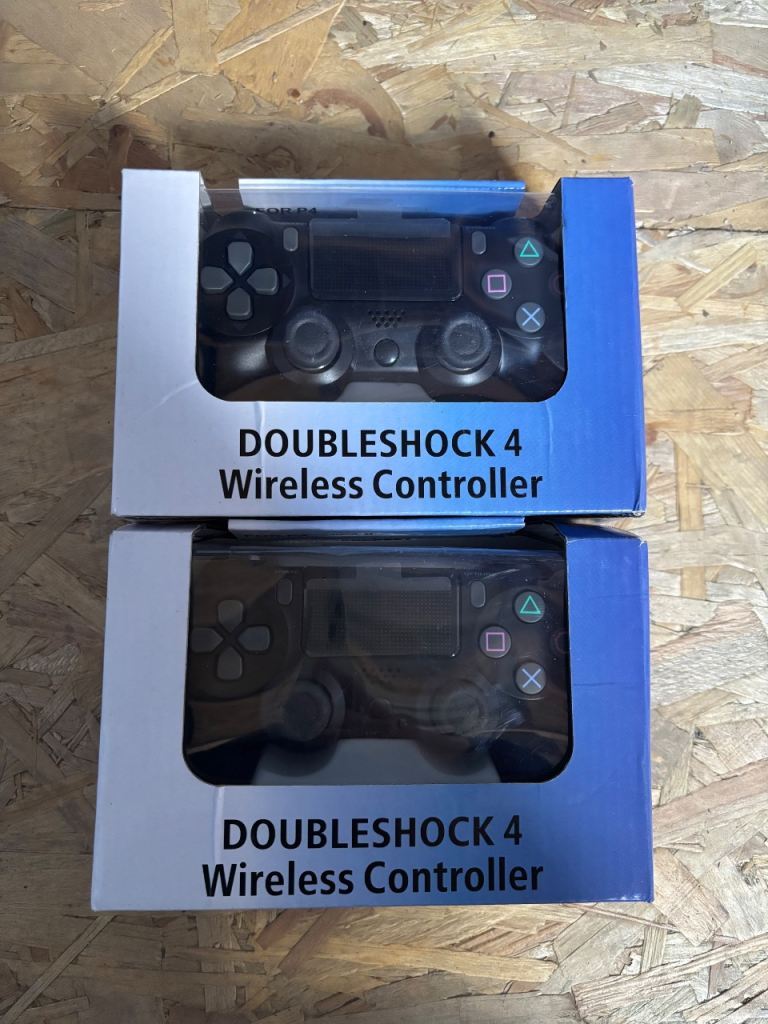 PS4 DualShock 4 Wireless Controllers (x2) – Black, Boxed