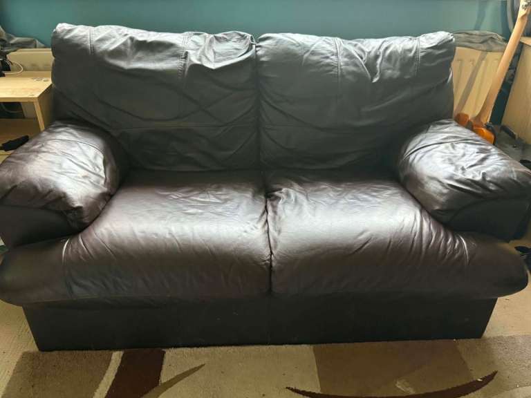 2 two seater italian leather sofas