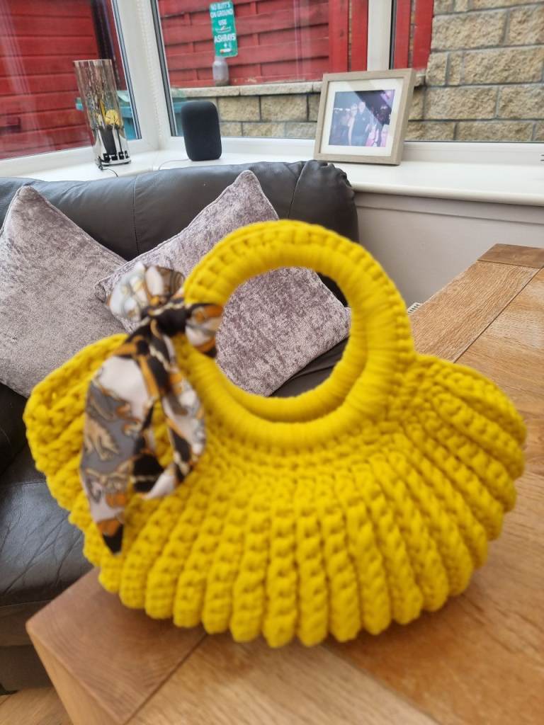 Yellow crochet bag