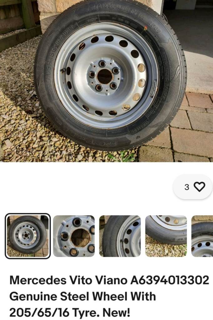 Mercedes-Benz Genuine Steel Wheel with new tyre.