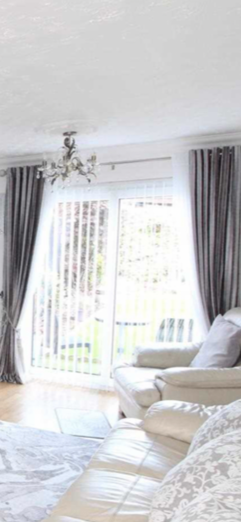 Kylie Minogue Grey Velvet Eyelet Curtains – Good Condition