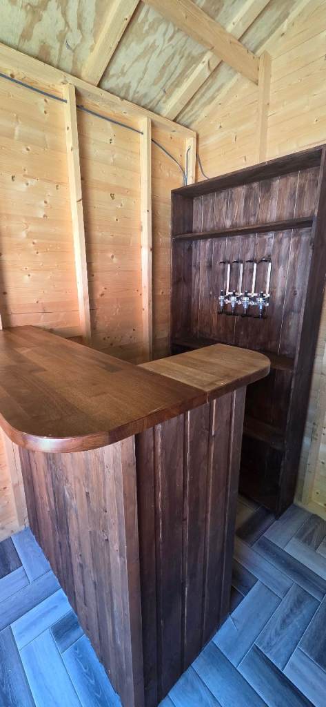 Home Bar and Display Unit Set with Stools, Fridge & Optics - Excellent Condition