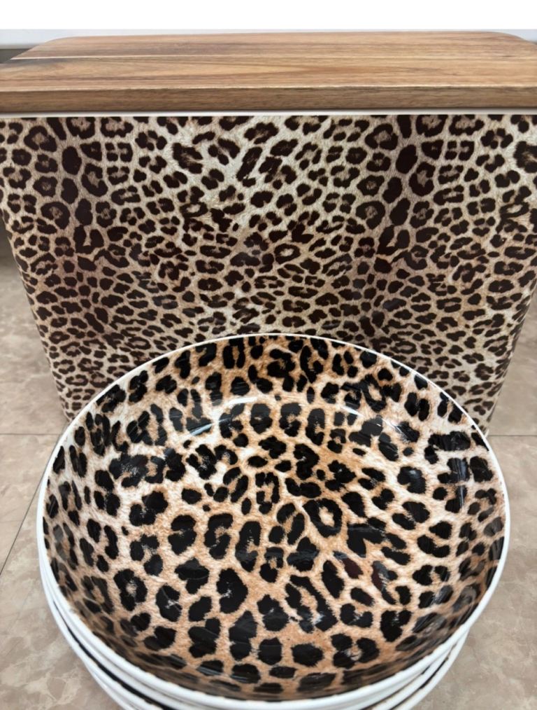 Leopard Print Pasta Bowl – Brown Black Cream – Stylish Kitchen Decor