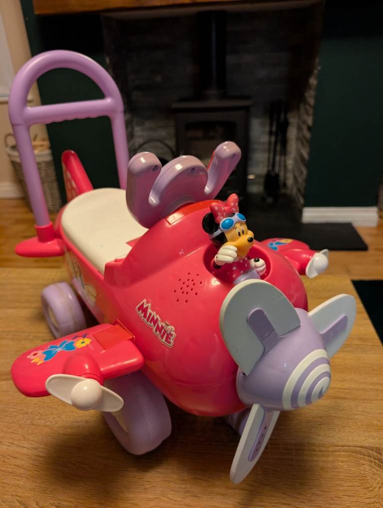 Minnie Mouse Ride-On Plane Toy – Pink, Good Condition
