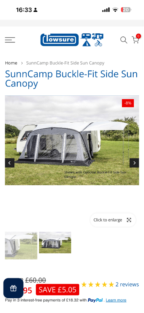 Canopy only swift buckle fit side sun canopy 