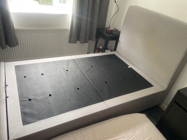 Dreams small double 4ft light grey soft touch end lift ottoman bed in excellent condition 