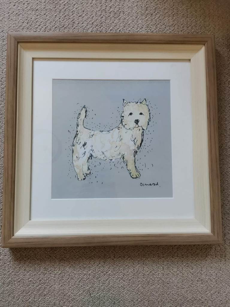 West Highland Terrier Mounted and Framed Print + free matching Jack Russell print 
