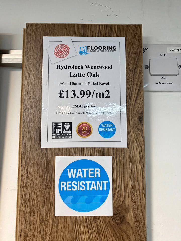 Hydrolock Wentwood Latte Oak 10mm Water Resistant Laminate Flooring