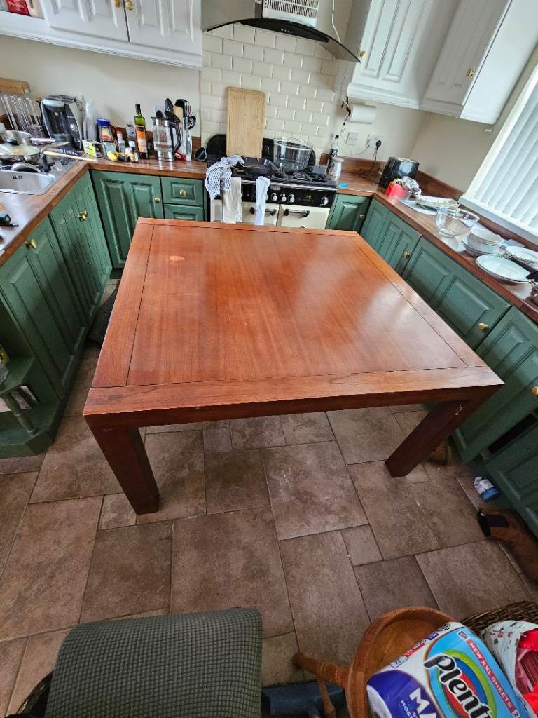 Solid Wood Dining Table – Brown, Fair Condition