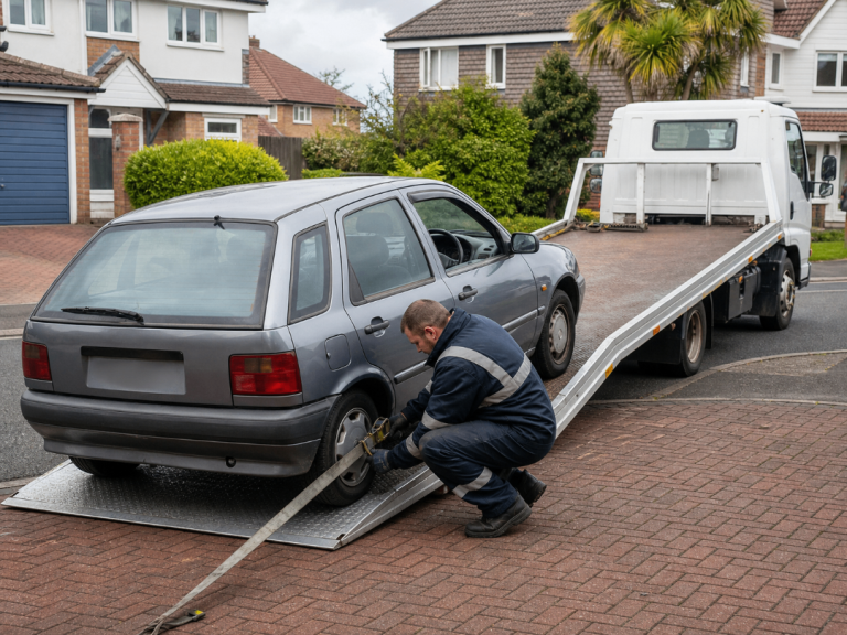 Guildford non-runner car recovery - winch loading and vehicle moves
