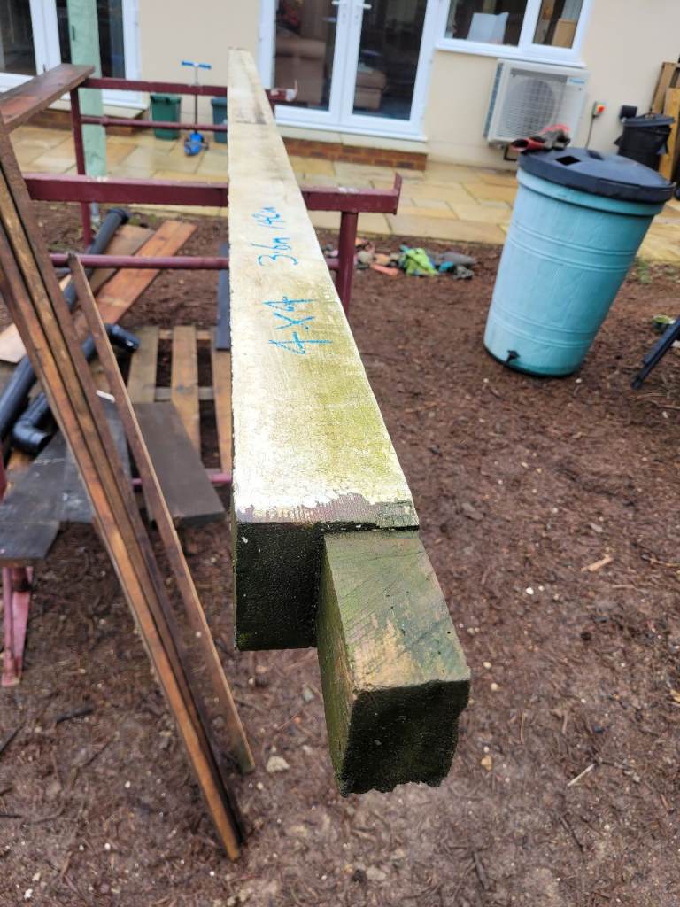 4x4 Wooden Lintel 3.6m (142 in) long