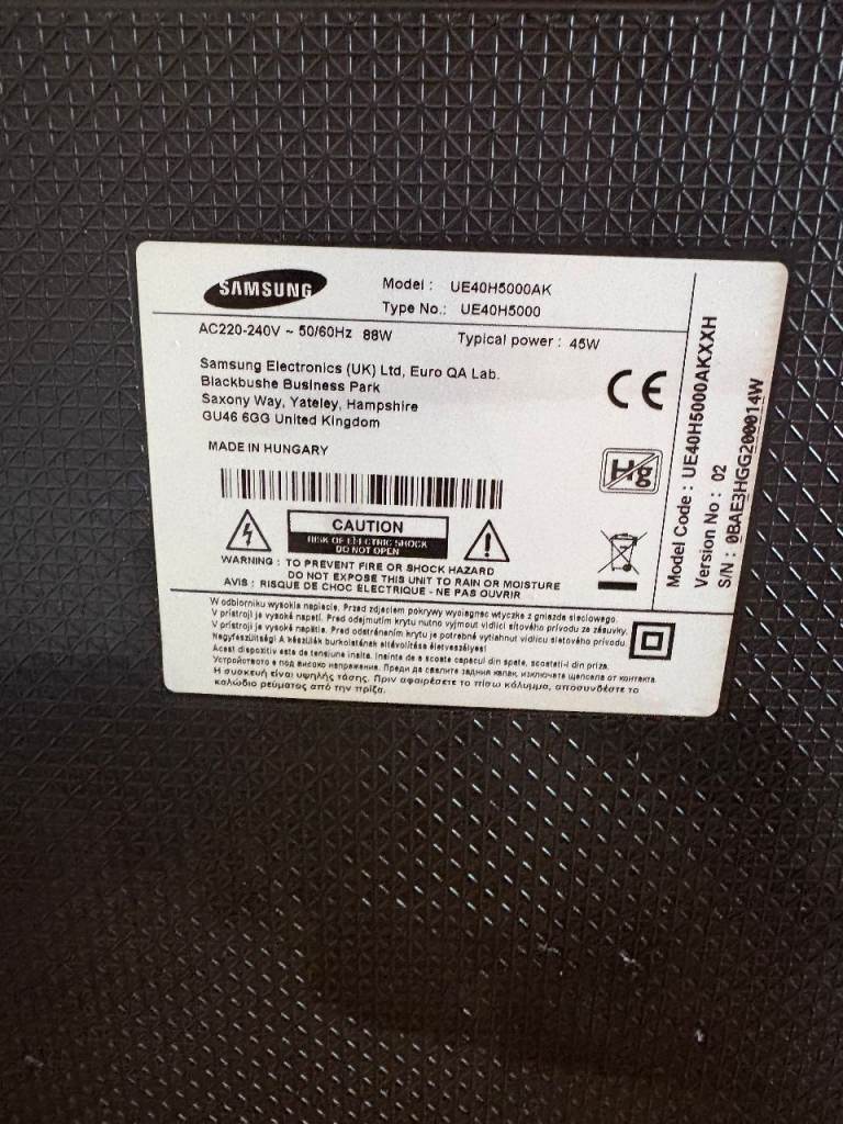 Samsung 40" Full HD LED TV (Model: UE40H5000AK)