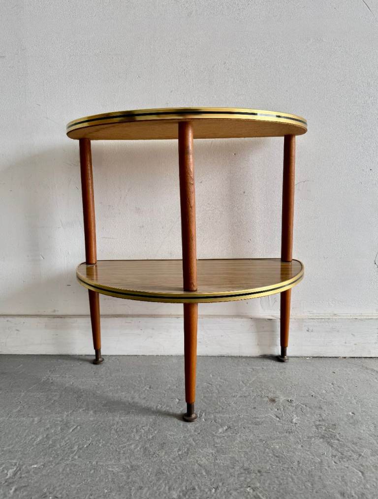 Vintage Two Tier Demi Lune Side Table