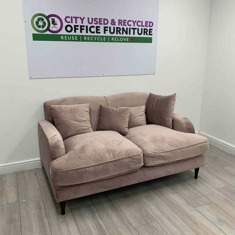 2-Seater Sofa – Pink Velvet – Cushions Included – W1450mm - perfect for home / office 