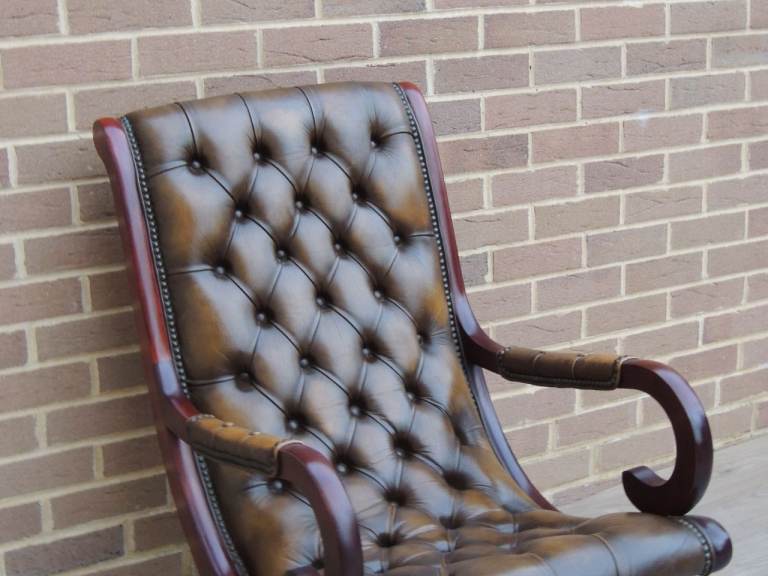 Whiskey Brown Chesterfield Rocking Chair (UK Delivery)
