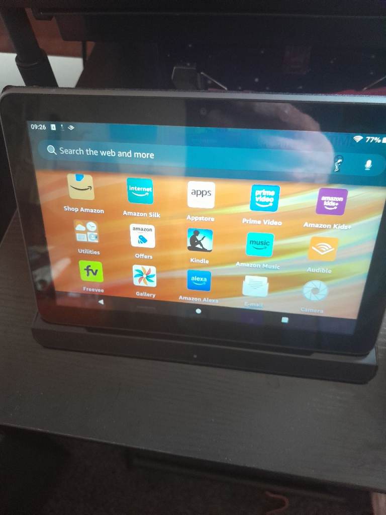 Amazon fire hd 8 plus tablet and charging dock