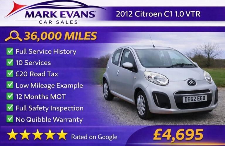 2012 Citroen C1 1.0i VTR 5dr HATCHBACK Petrol Manual