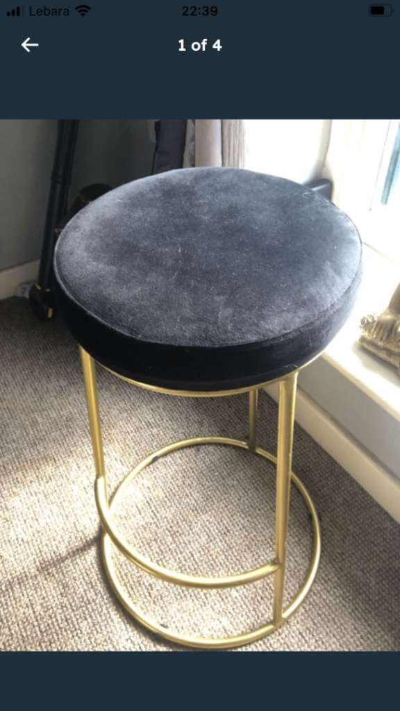 Pair of black and gold stools 